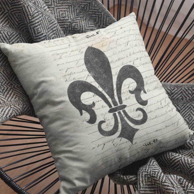 Vintage Accents French Ephemera Fleur De Lis Cushion (Creator Uploaded)