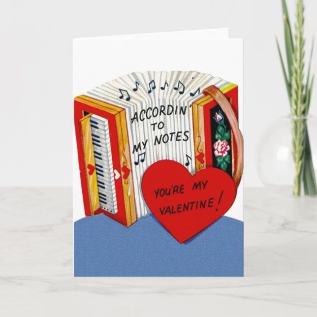 Vintage Accordion Valentine's Day Card (Front)