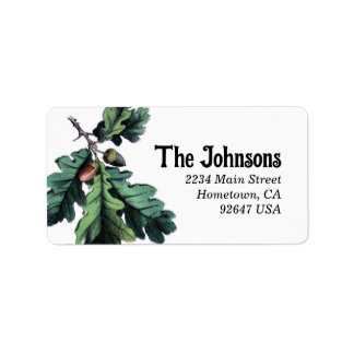 Vintage Acorn Oak Tree Return Label Cottagecore