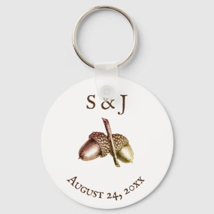 Vintage Acorn with Custom Initials  Key Ring