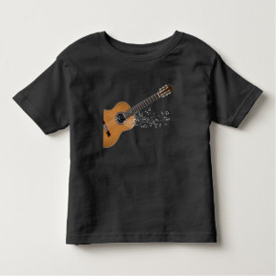 Vintage Acoustic Guitar Graphic Musical Notes Toddler T-Shirt