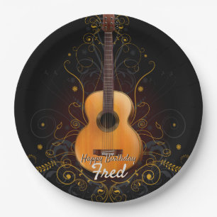 Vintage Acoustic Guitar Paper Plate