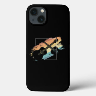 Vintage Acoustic Guitar Silhouette Musician Hippie iPhone 13 Case