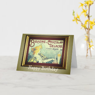 Vintage Ad Biscuits Chocolat Delacre Birthday Card