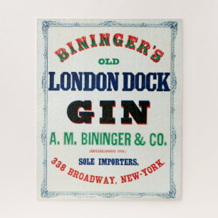 Vintage Ad For Bininger's Old London Dock Gin Jigsaw Puzzle
