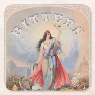 Vintage Ad For Bitters Sold By S. S. Wyckoff & Co. Square Paper Coaster
