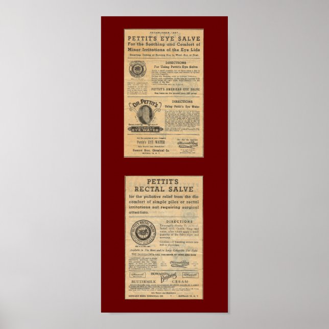 Vintage Ad for Dr Petit's Salve Poster (Front)