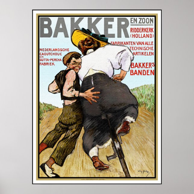 Vintage Ad for Rubber Bicycle Tires Poster (Front)