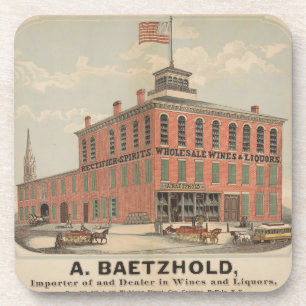 Vintage Ad Of August Baetzhold, Wines & Liquors Coaster