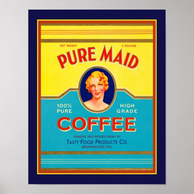 Vintage Ad, Poster For Pure Maid Coffee (Front)