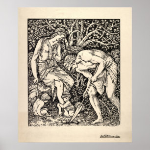 Vintage Adam And Eve by Edward Burne-Jones Poster