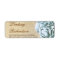 vintage address label  with blue peony blossom