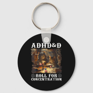 Vintage Adhd&amp;d Roll For Concentration Funny Ga Key Ring