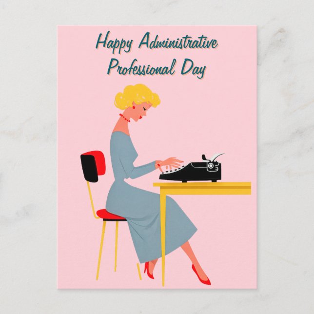 Vintage Administrative Assistant – Retro Office  Postcard (Front)