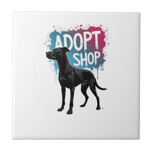 Vintage Adopt Dont Shop Dog Graffiti Rescue Art De Ceramic Tile