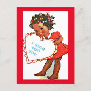 Vintage Adorable African Amer Girl Valentine Postcard