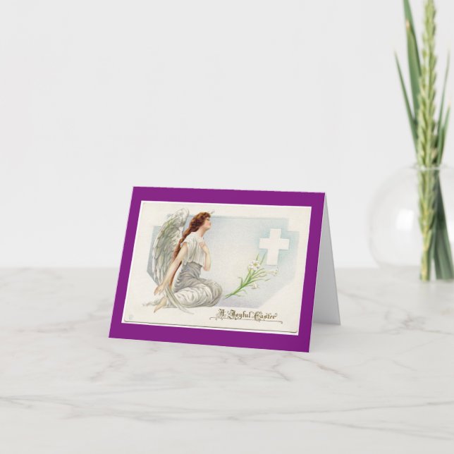 Vintage Adoring Easter Angel Holiday Card (Front)