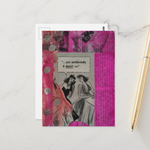 Vintage Ads on Pink it Doesn't Stink Collage Postcard