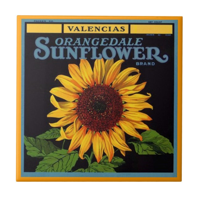 Vintage Ads Sunflower Brand Fruit Crate Label Tile (Front)