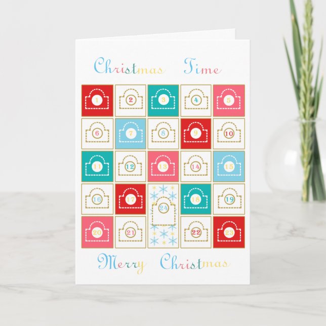 Vintage Advent Calendar Personalise Holiday Card (Front)