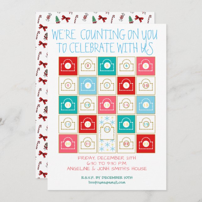 Vintage Advent Calendar Personalise Invitation (Front/Back)