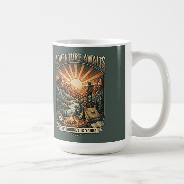 Vintage Adventure Awaits Retro Mountain Coffee Mug (Right)