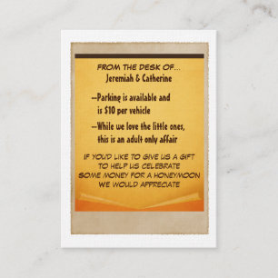 Vintage Adventure Wedding Information Card