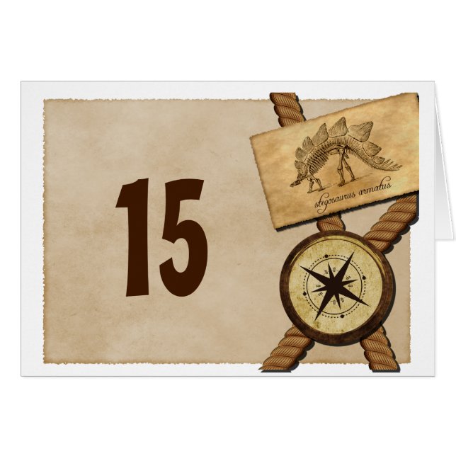 Vintage Adventure Wedding Table Number Card (Front Horizontal)