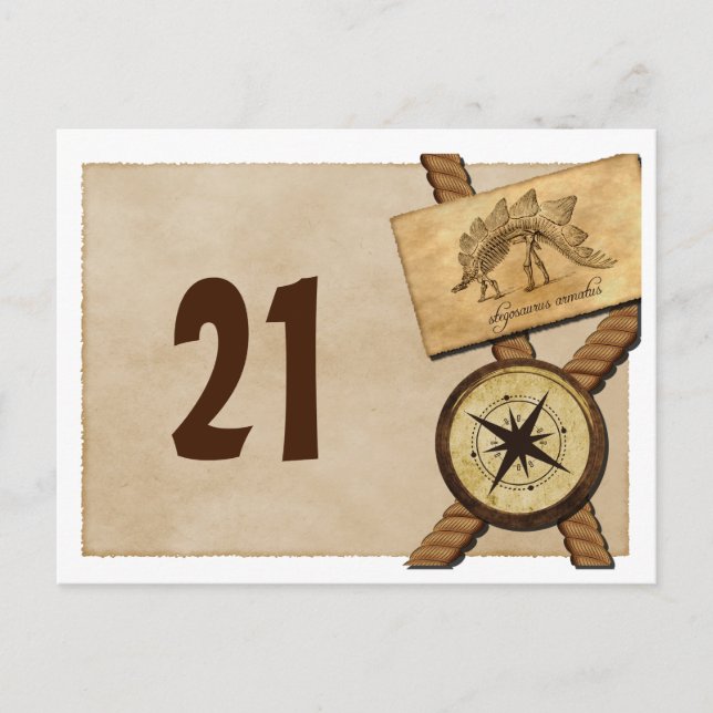Vintage Adventure Wedding Table Number Postcard (Front)