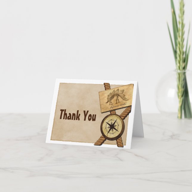 Vintage Adventure Wedding Thank You Card (Front)