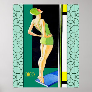 Vintage (Advertisement) Art Deco Diver Poster