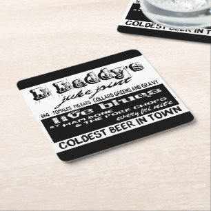 Vintage Advertising Blues Music Coaster Set of 6