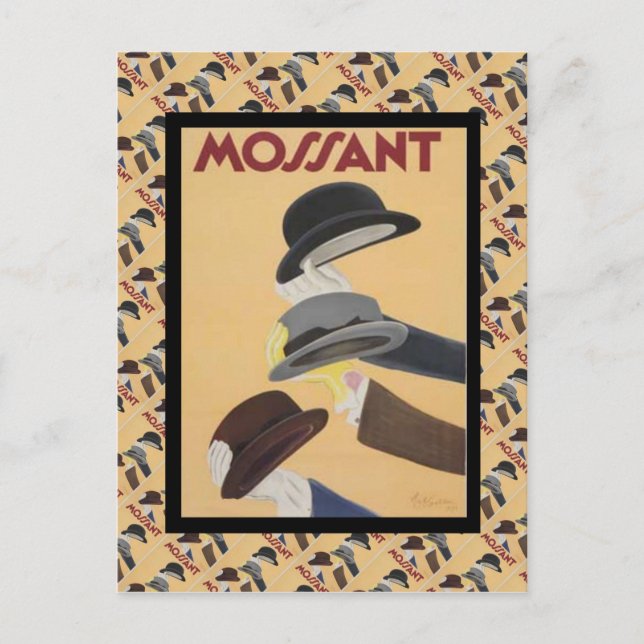 Vintage Advertising, French fashion, Hats Postcard (Front)