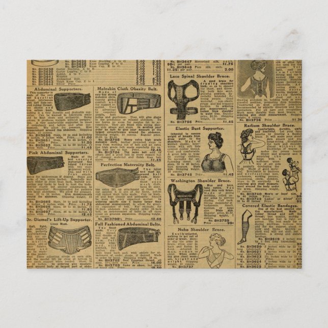 Vintage Advertising Newspaper Back Brace Postcard (Front)