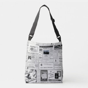 Vintage Advertising Newspaper Crossbody Bag