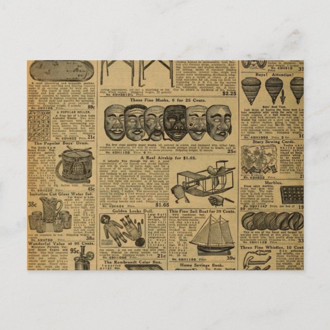 Vintage Advertising Newspaper Toys Postcard (Front)