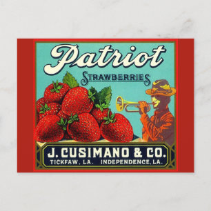 Vintage Advertising strawberries Independence LA Holiday Postcard