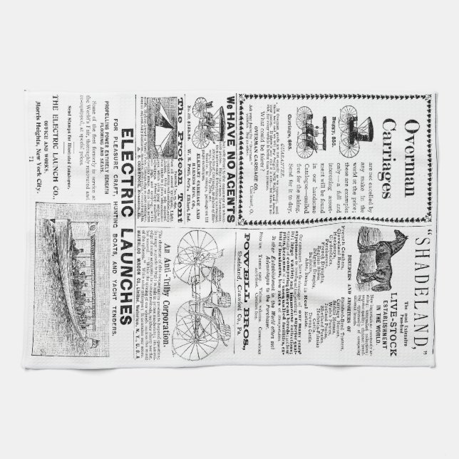 Vintage Advertisments Tea Towel (Horizontal)