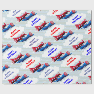 Vintage Aeroplane Airforce Airshow Aviator Stripes Wrapping Paper
