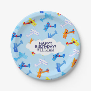 Vintage Aeroplane Airforce Aviator Birthday Party Paper Plate