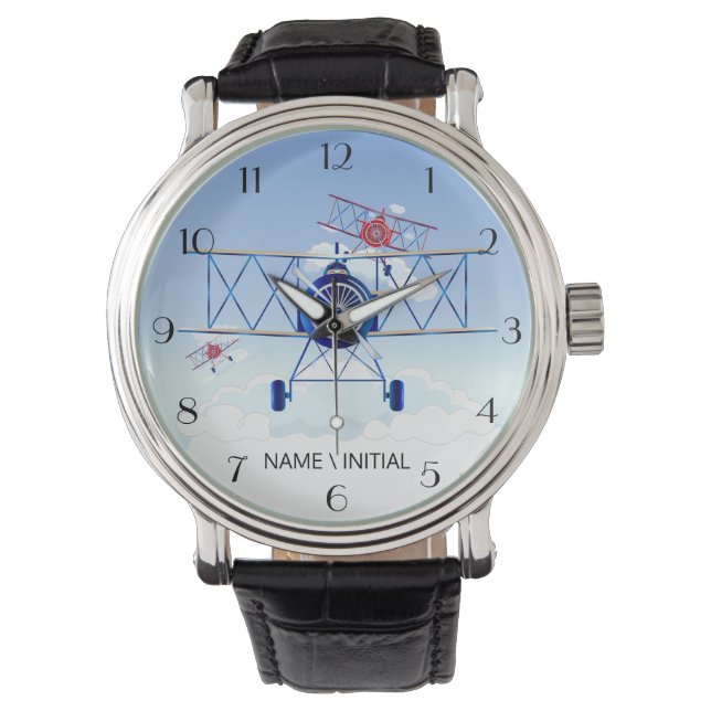 Vintage Aeroplane Airforce Aviator Pilot Airshow Watch (Front)