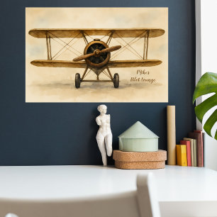 Vintage Aeroplane Antique Biplane Aviation Aviator Poster