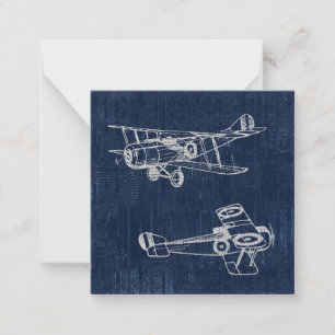 Vintage Aeroplane Art Newspaper Text & Script Styl Card