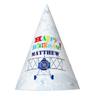 Vintage Aeroplane Aviator Birthday Party Hat