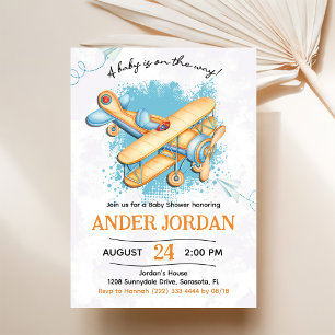 Vintage Aeroplane Baby Shower Party  Invitation