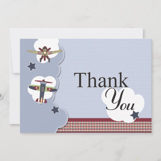Vintage Aeroplane Baby Shower Thank You (Front)