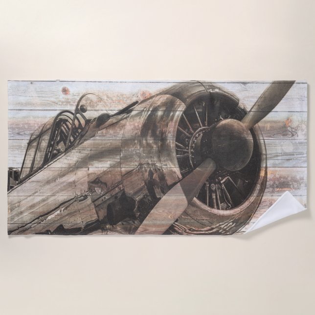Vintage Aeroplane Beach Towel (Front)