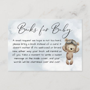 Vintage aeroplane bear baby shower book request enclosure card