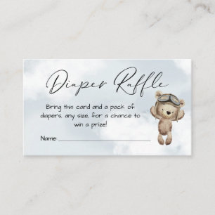 Vintage Aeroplane Bear Diaper Raffle Card Insert