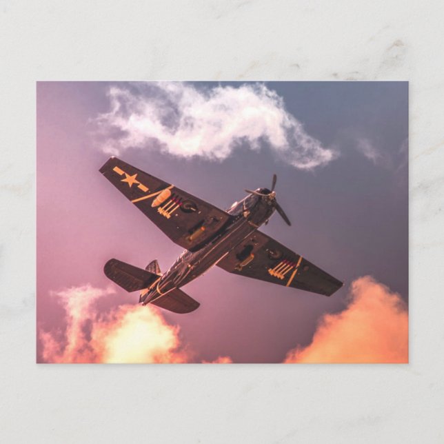 Vintage Aeroplane Beautiful Sky Postcard (Front)